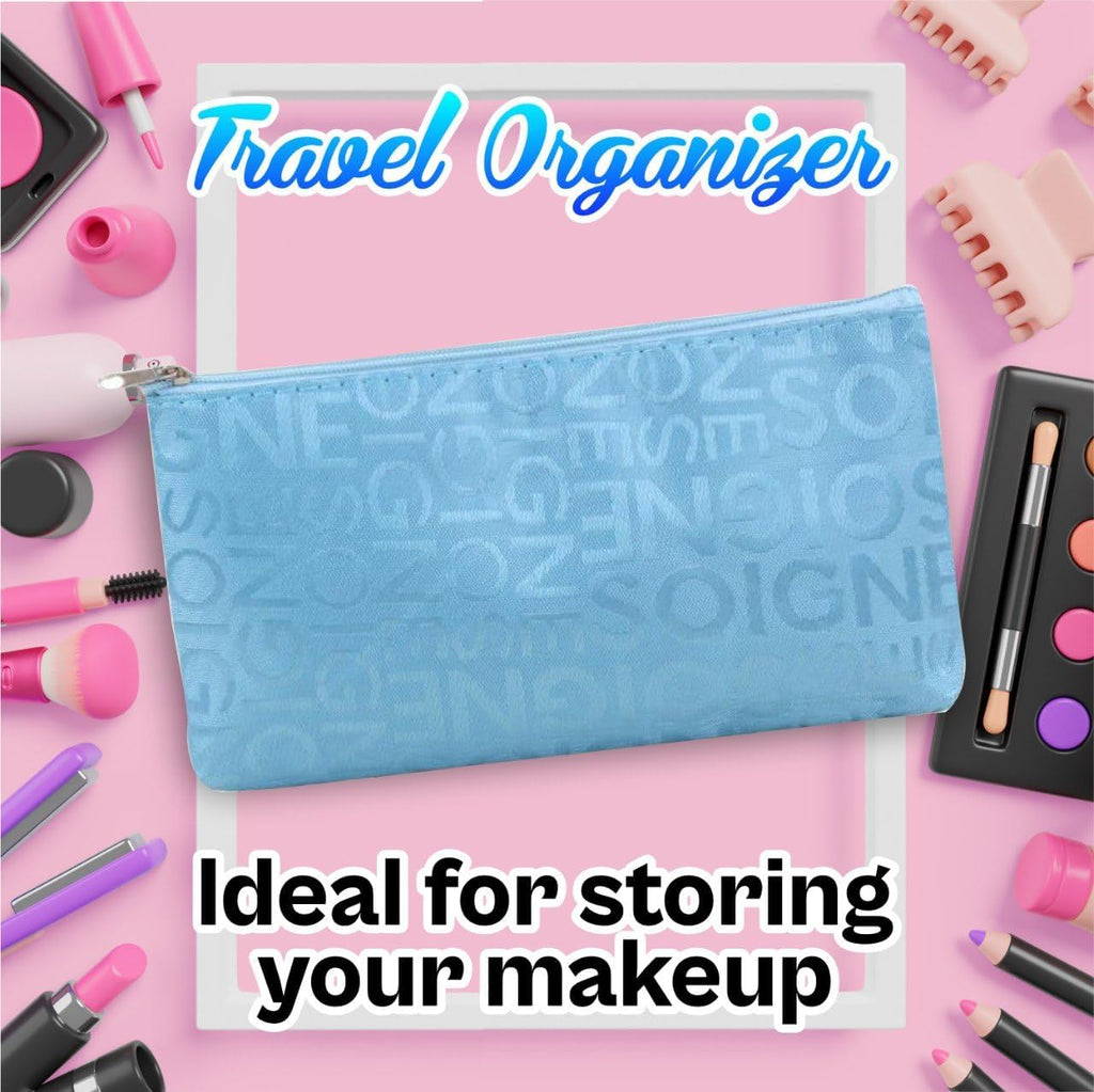 Quilted Cosmetic Bag - Large Aesthetic Makeup Pouch - Toiletry Travel Case - Clean Girl Coquette Floral Design