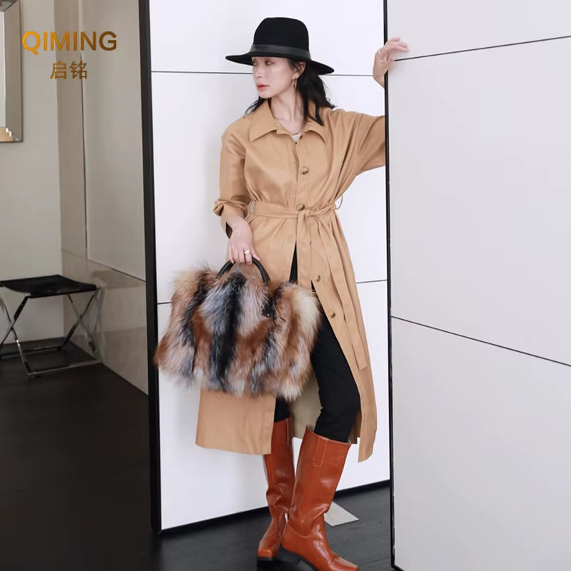 Real Fox Fur Bag Woman Big Bag Ladies Crossbody Bags Designer Luxury Handbags Women Handbag Shoulder Bag Fluffy Tote Bag Fuzzy