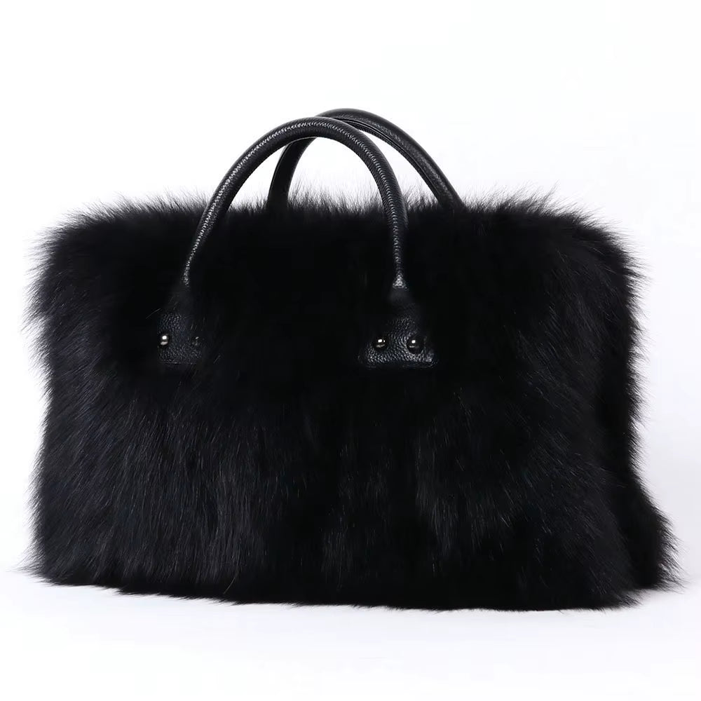 Real Fox Fur Bag Woman Big Bag Ladies Crossbody Bags Designer Luxury Handbags Women Handbag Shoulder Bag Fluffy Tote Bag Fuzzy