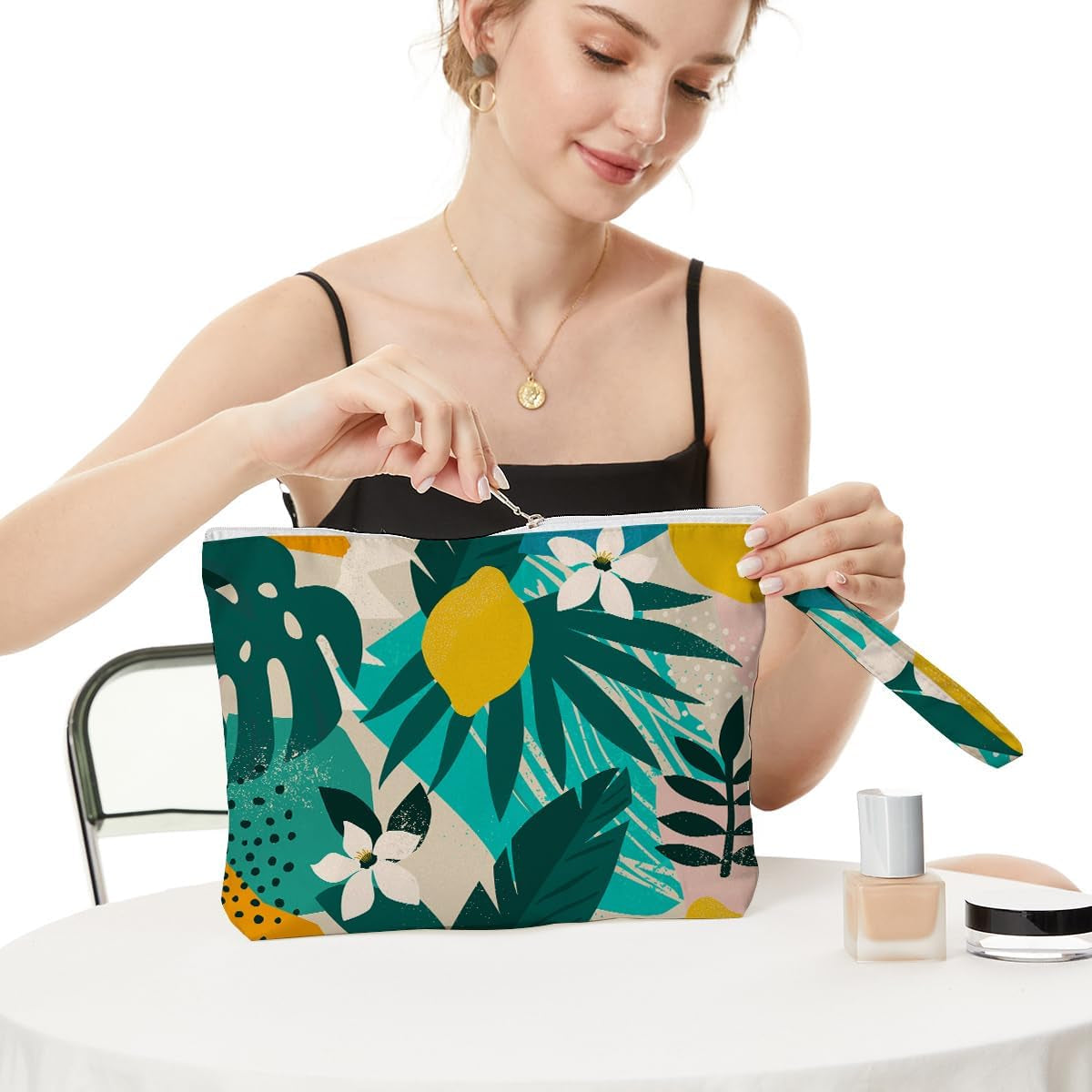 Palm Leaves Wet Bag Travel Wet Dry Bag Beach Bag Diaper Bag Wet Bag for Swimsuit Travel Makeup Bag Toiletry Bag