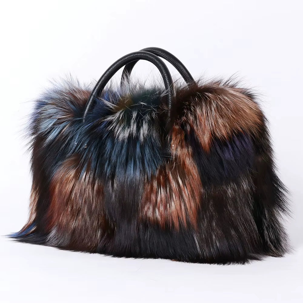 Real Fox Fur Bag Woman Big Bag Ladies Crossbody Bags Designer Luxury Handbags Women Handbag Shoulder Bag Fluffy Tote Bag Fuzzy