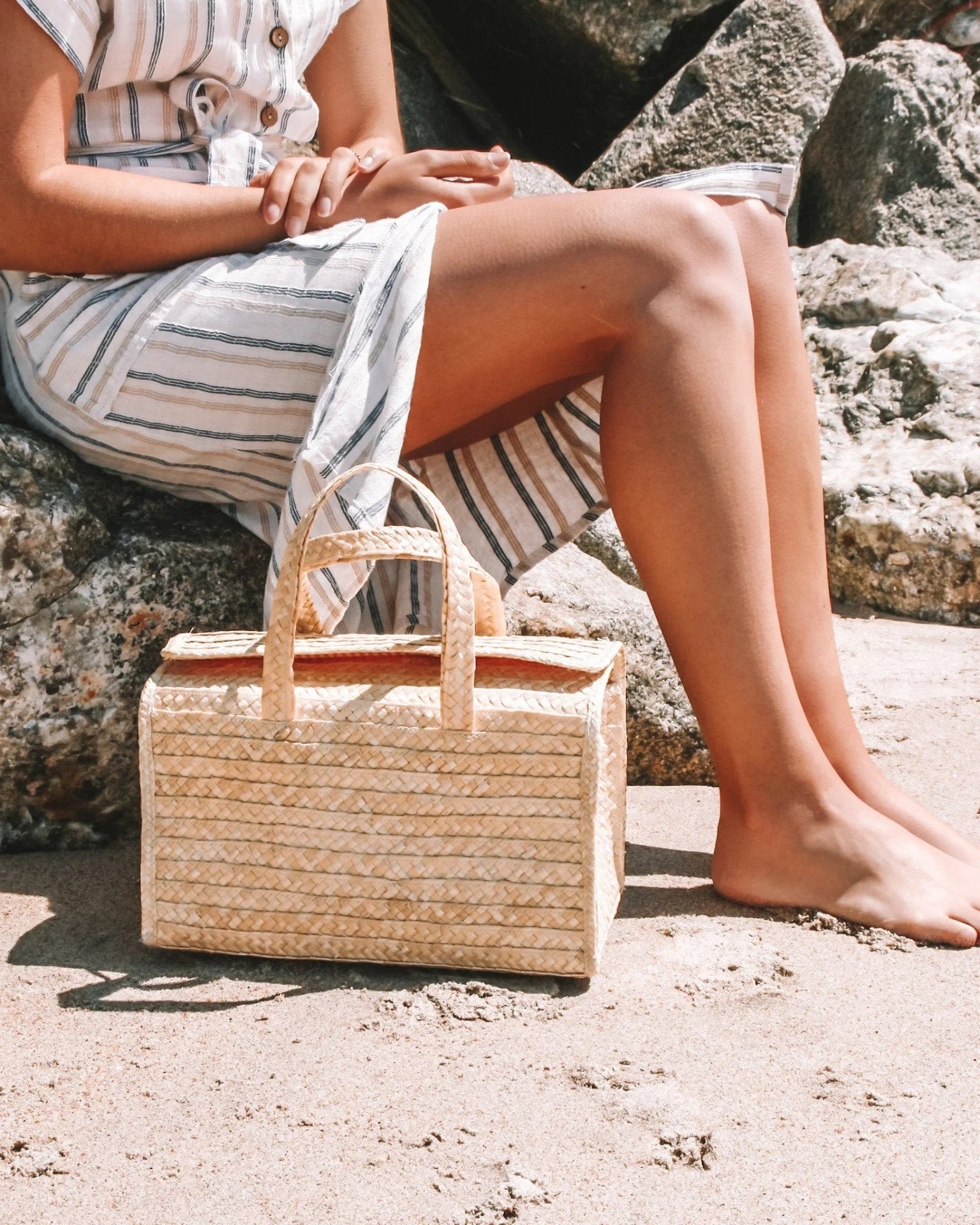 Straw Basket Bag / Summer Bag / Market Bag / French Basket Market / Vegan Bag / Boho Bag / Vintage Bag / Straw Handbag / Beach Bag