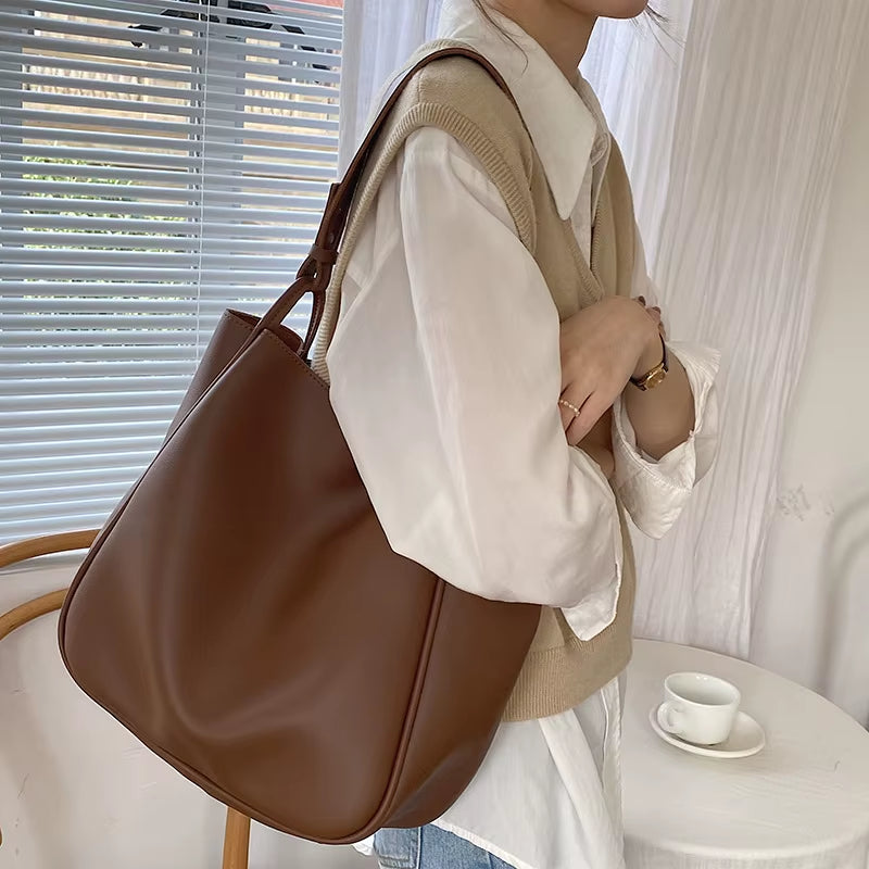 CGCBAG Luxury Tote Bag Woman 2024 Trend Large Capacity Female Shoulder Bag High Quality PU Leather Simple Designer Woman Handbag