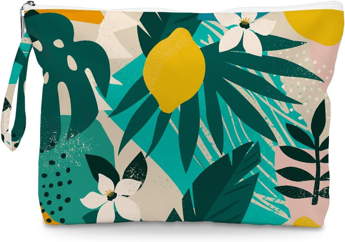 Palm Leaves Wet Bag Travel Wet Dry Bag Beach Bag Diaper Bag Wet Bag for Swimsuit Travel Makeup Bag Toiletry Bag