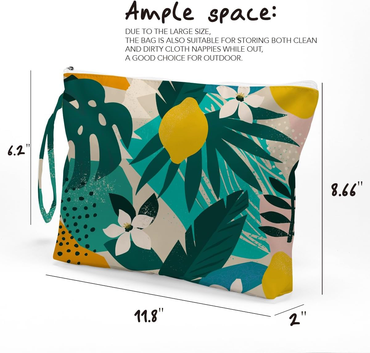 Palm Leaves Wet Bag Travel Wet Dry Bag Beach Bag Diaper Bag Wet Bag for Swimsuit Travel Makeup Bag Toiletry Bag
